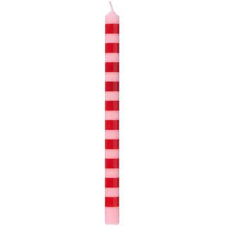 IB Laursen Gestreifte dünne Kerze 20 cm von IB Laursen, Ø 1,3 cm, Höhe 20 cm, rosa