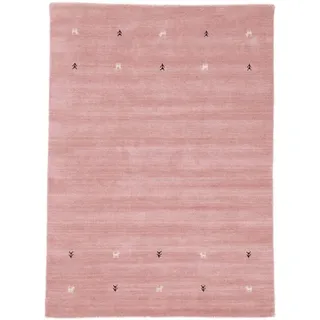 carpetfine Wollteppich Gabbeh Uni, auch als Läufer und Rund erhältlich, rechteckig, Höhe: 15 mm, reine Wolle, handgewebt, Gabbeh Loom Tiermotiv, große Farbauswahl rosa 200 cm x 290 cm x 15 mm