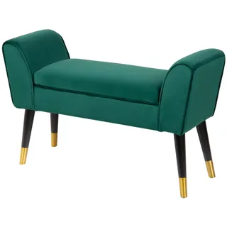 Riess Ambiente Elegante Sitzbank Scarlett 90cm smaragdgrün Samt mit Armlehnen Bank Flurbank Polsterbank