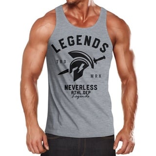 Neverless Tanktop Cooles Herren Tank-Top Gladiator Sparta Gym Athletics Sport Fitness Muskelshirt Muscle Shirt Neverless® mit Print grau XXL