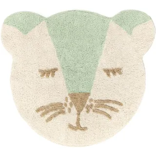 RugVista Teddy Friend Kinderteppich, 100 x 100 cm, Mint/Beige | Moderne, Kinder, Niedriger Stapel, Maschinenwäsche, Oeko-Tex 100, Ohne gefährliche Chemikalien, Kinderzimmer