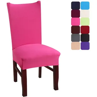 Chickwin Chickw1 Stuhlhussen 2/4/6/10 Stück Einfarbig, Modern Elastischer Stuhlbezug Abnehmbare Waschbar Für Hochzeit, Hotel, Bankett, Partys Deko Universal Grau Stuhlhussen (6 Stück,Pink)