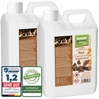 KieselGreen Bioethanol 10 Liters mit Duft für Ethanol-Kamin, viele Sorten - Bio Ethanol als Raumduft in vielen Duftnoten - Parfüm für Bio Ethanol Kamin Indoor oder Bioethanol (Schokoladenduft, 10L)