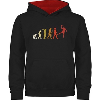 Shirtracer Hoodie Handball Evolution Vintage Male Kinder Sport Kleidung rot|schwarz 128 (7/8 Jahre)