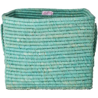 RICE Quadratischer Raffia Aufbewahrungskorb, 30 x 30 x 25 cm, mint