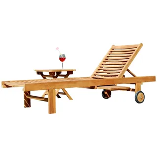 ECHT TEAK Sonnenliege Gartenliege Strandliege Holzliege Holz COZY + TISCH 45x45