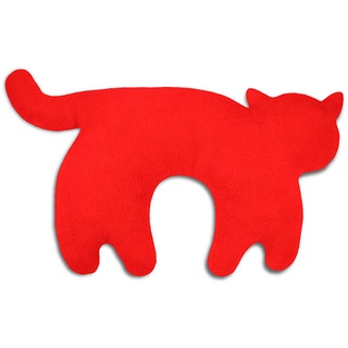 Leschi Nackenkissen "Die Katze Feline" in Rot - (L)33 x (B)26 x (H)9 cm