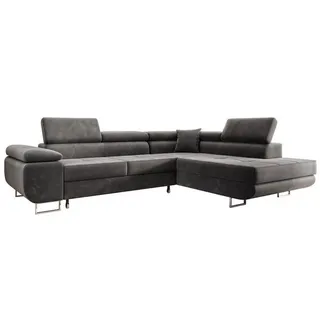 inter Wohnlandschaft Ecksofa MALTA Samt Grau Ottomane rechts oder links