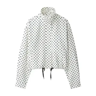 Gyios Damen Hemd Frauen Polka Dot Jacke Frühling Herbst Seite Zipper High Neck Casual Weibliche Mantel Oberbekleidung-Punkt-m