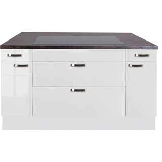 Kücheninsel OPTIFIT "Cara" Komplettküchen-Sets Gr. B/T: 150 cm x 95 cm, weiß (küche: glanz, weiß) Optifit
