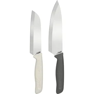Zyliss Klassisches Messerset (2er) Kochmesser und Santokumesser, Scharfes Küchenmesser Set, Rostfreier Edelstahl, Ergonomischer Softgriff, Inklusive Klingenschutz, Fingerschutz, Spülmaschinenfest