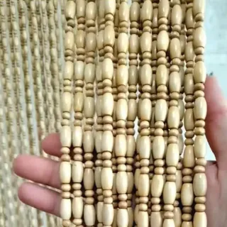 DJCYGG Perlenvorhang Hängender Teilervorhang Holzperlenvorhang Türvorhang Ohne Bohren Perlenvorhang Fadenvorhang Dekovorhang für Wohnzimmer Balkontür,Anpassbar (Holz,35 Stränge 70cm x 150cm)