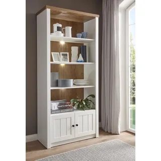 Landhaus Wohnzimmer Standregal Bücherregal Regal 90cm pinie weiß eichefarben hel