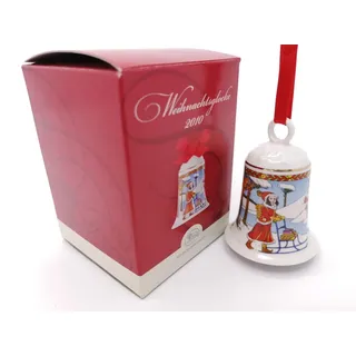 Hutschenreuther Christbaumschmuck Porzellan Weihnachtsglocke Glocke 2010, mit Originalverpackung (OVP) bunt