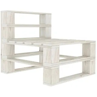 vidaXL Holz Garten Paletten Mittelsofa für Innen- und Außenbereich Palettenmöbel Palettensofa Sofa Gartensofa Lounge Gartenmöbel Weiß