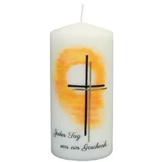 Wiedemann Kerzen Trauerkerze "Jeder Tag war ein Geschenk" Elfenbein 150 x Ø 68 mm