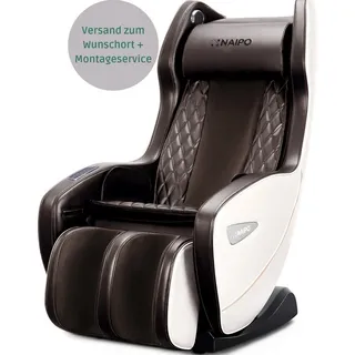 NAIPO Massagesessel, Massagestuhl mit Liegeposition, Bluetooth, Platzsparend beige|braun