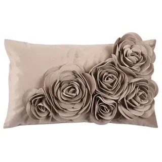 pad Kissenhülle Floral 30 x 50 cm Polyester Grau Taupe