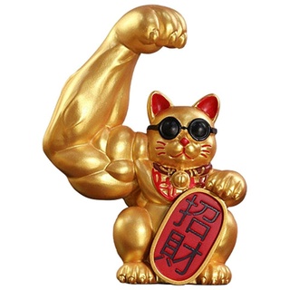 LOVIVER Gold Winkekatze, China Deko Glücksbringer Glückskatze Maneki Neko Lucky Cat Figur Sammlerfiguren Ornament für Wohnkultur Auto Laden Geschäfte Hotel - Richtiges Glück