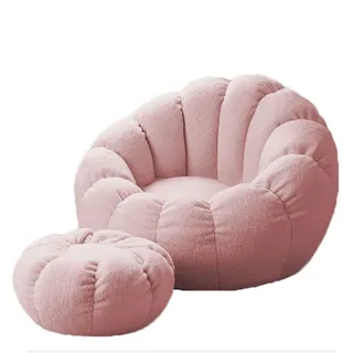 DESHVA Brushy Sitzsack Stuhl Abdeckung, (Keine Füllstoff) Liege mit künstlichem Flauschigen bequemen Stuhl für Erwachsene drinnen und draußen,Rosa