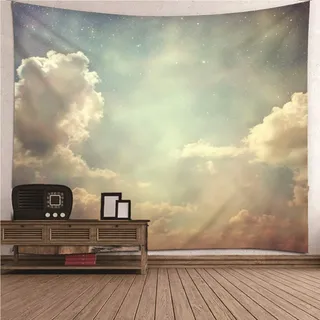 Daesar Polyester Tapisserie Vintage, Wandbehang Psychedelisch 150x150CM Wandteppich Schlafzimmer Himmel Wolken Tapisserie Dekoration für Schlafzimmer Wohnzimmer