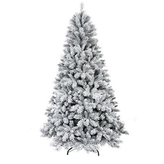 Arnusa Künstlicher Weihnachtsbaum mit Schnee Effekt inl. Aufbewahrungstasche und Metallständer, Edeltanne, klappbar wie echt weiß 150 cm