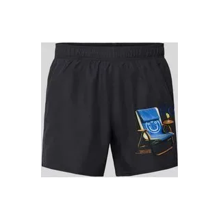 Badeshorts mit Motiv-Print, Black, M