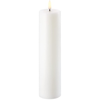 Uyuni Lighting, patentierte 3D-LED-Kerze mit flackernder Flamme, elegantes und minimalistisches Design, Wachsbasis – Pillar Nordic White, 5,8 x 25 cm.