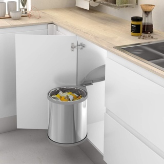 Menage Confort Runder, drehbarer Mülleimer mit automatischer Öffnung, für Küchenschrank, Fassungsvermögen 13 l, Edelstahl