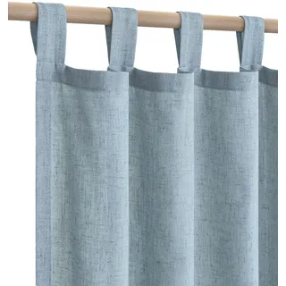 Hellblaue Vorhänge für Wohnzimmer, 2 Paneele, Schlaufenvorhänge, Flachs, Leinen, halbtransparent, Vorhänge für Schiebetür, Esszimmer, Büro, Landhausstil, 2 m, Steinfarben, Vintage, Blaugrau