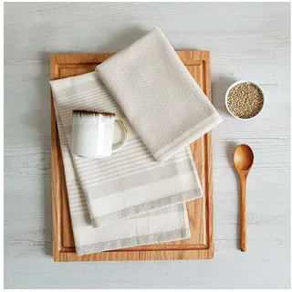 framsohn frottier Geschirrtuch Modern Living Streifen, aus 100% Baumwolle, (Set, 3-tlg), dichte Feinwebung, in Österreich hergestellt, 50x70 cm beige|braun|grau