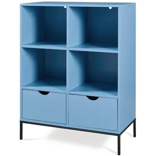 [en.casa] Bücherregal 105 x 80 x 40 cm Blau