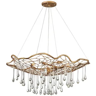 Elstead Lighting Kronleuchter Laguna, Gold, Metall, Glas, 48.2 cm, Grüner Punkt, RoHS, höhenverstellbar, Lampen & Leuchten, Innenbeleuchtung, Hängelampen, Kronleuchter