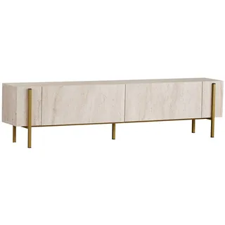 HANAH Home Skye Decor TV-Lowboard 180 x 30 x 45 cm Beige/Gold Metall/Spanplatte