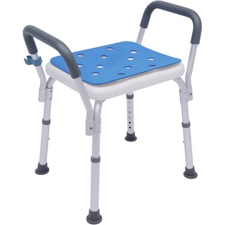 Duschstuhl mit Armlehnen, Duschhocker für Senioren Höhenverstellbar Badestuhl Badhocker bis 150 kg belastbar für Schwangere/Behinderte