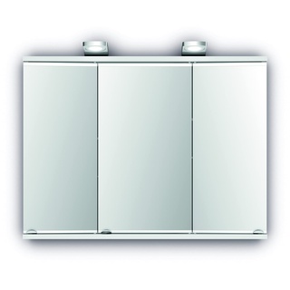 Jokey Spiegelschrank Lena 80 cm breit, Badezimmer Spiegelschrank aus MDF, mit LED-Aufbauleuchten und Steckdose | Weiß