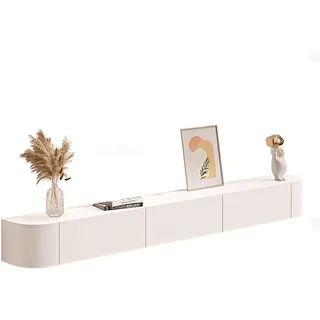 Wandregal Mit Stauraum Schwebende TV-Konsole Schwebendes Regal Mit Türen An Der Wand Befestigte Fernsehstände Für Wohnzimmer, Schlafzimmer (Color : A, S : 180cm)
