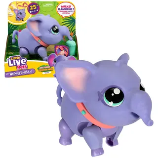 Little Live Pets My Walking Elefant, der Elefant, Spielzeug-Haustier, geht und Tanzt zum Rhythmus der Musik, Geräusche und Reaktionen, interaktive Plüschpuppe, ab 4 Jahren, berühmt (LPK02000)