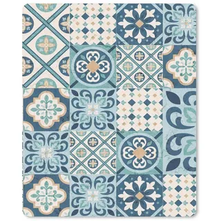 MuchoWow Mauspad Blumen - Blau - Design - Fliese (1-St), Gaming, Mousepad Klein, Büro Zubehör, Mausunterlage, 19x23 cm bunt 19 cm x 23 cm