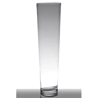 INNA-Glas Bodenvase Glas Lorena, Trichter - rund, klar, 70cm, Ø 19cm - Konische Vase weiß