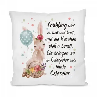 Herzbotschaft Dekokissen Kissen mit einseitigem Motiv Frühling wird es weit und breit, Kissenhülle mit Füllung