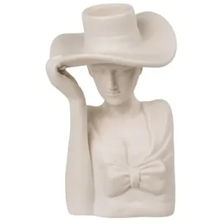 1 St. Vase Keramik Büste Frau Lady Kopf Körperform weiblich verschiedenen Modelle Keramikvase klein (Frau mit Hut - 17 cm hoch)