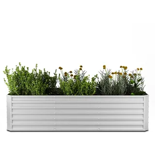 Blumfeldt High Grow Straight Hochbeet, Ergonomisches 1.440L Hochbeet Aus Wetterfestem Galvalume-Stahl Für Blumen, Kräuter & Gemüse – Rostbeständiges Design Mit Offener Bodenstruktur & Einfachem Aufbau