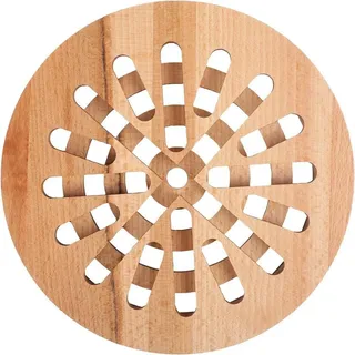 Creative Home Pfannenuntersetzer Rund Heißer Topfuntersetzer Holz 19,5 x 19,5 x 1,5 cm, Umkehrbar Untersetzer Topf, Tisch- & Thekenschutzunterlage beige