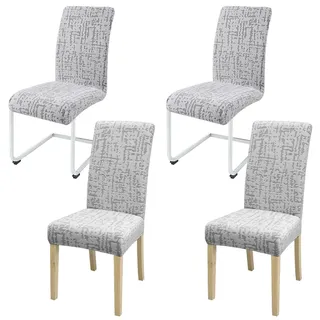 Stuhlhussen für Esszimmerstühle, Stuhlhussen Universal Stretch Kurzflor Stuhlhusse Schwingstuhl Elastische Abnehmbare Jacquard Stuhlbezug Waschbarer Hussen für Stühle Esszimmer Bankett (Grau 4)