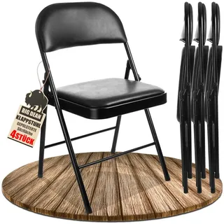 BigDean Klappstuhl 4 Stück gepolstert 4 x 4 x 4 cm schwarz