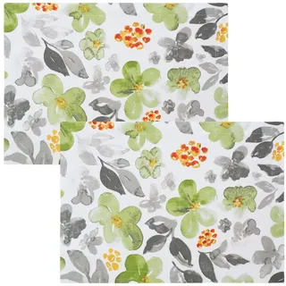 REDBEST Platzset Tischset 2er-Pack, Baumwolle Blumen grau|grün