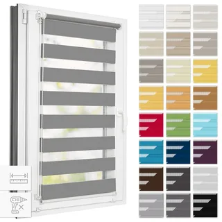 Estika Doppelrollo Klemmfix ohne Bohren nach Maß - 27 Stofffarben - Breite 130-150 cm - Höhe 120 cm, 150 cm, 220 cm - Rollos für Fenster ohne Bohren, Duo Rollo, Fensterrollos für innen