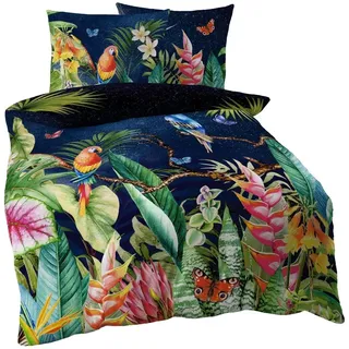 Kaeppel Bettwäsche Kaeppel Mako Satin Digitaldruck Bettwäsche 2 tlg. Tropical Galaxy, Satin, 2 teilig, hochwertige Digitaldruckbettwäsche mit farbenfrohem Dschungelmotiv bunt