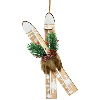 Christbaumhänger Ski Holz natur Dekoski Weihnachtsdeko Winterdeko 20cm